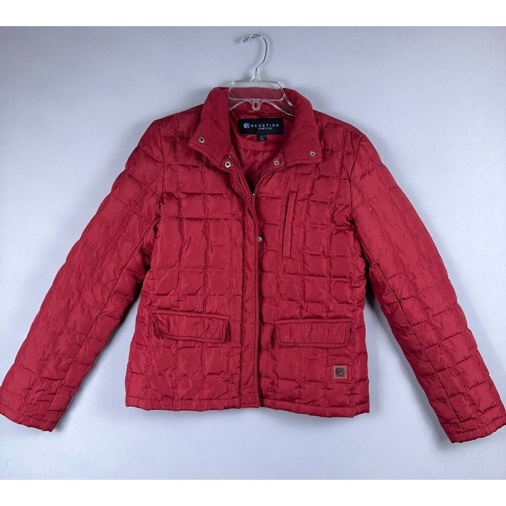 Kenneth Cole Reaction Quilted Jacket Womens Size Medium Long Sleeves Red